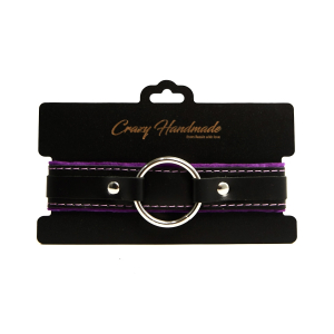 Ошейник с мягкой фиолетовой подкладкой "Crazy Handmade" кожа